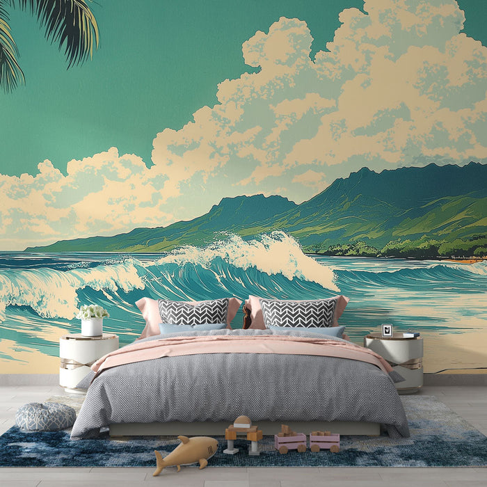 Tropical Landscape Wallpaper Installation